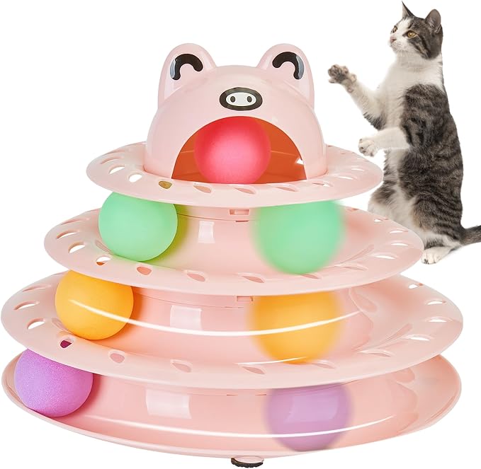 Gefryco Cat Toys 4-Tier Roller Track, Turntable Cat Tower Toy by Gefryco