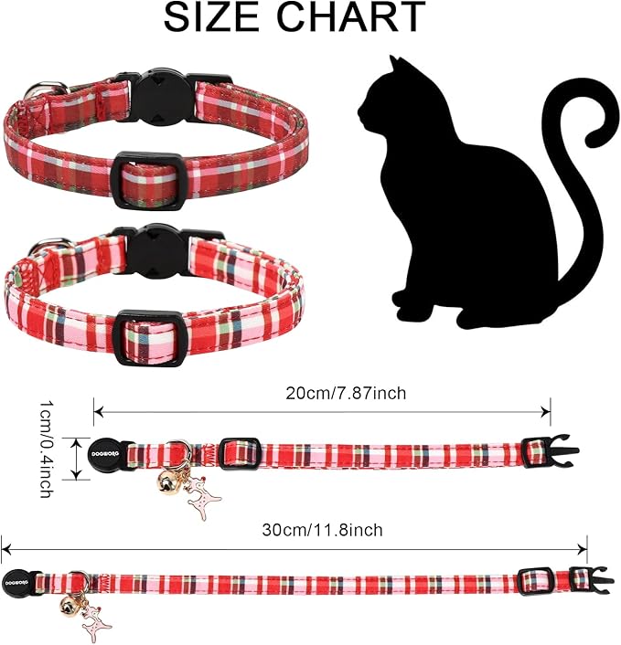 2 Pack Christmas Plaid Cat Collars Breakaway - Image 4