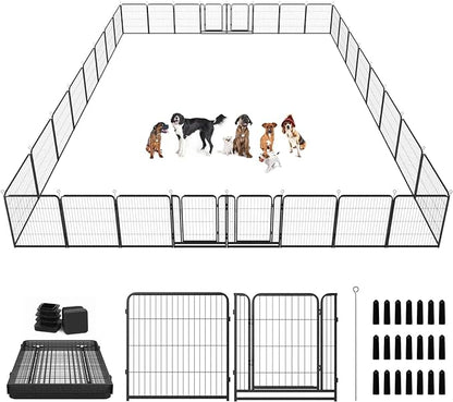 Dog Playpen Outdoor Extra Wide 32 Piece Panels Heavy Duty Dog Fence 32" Height by Committedtobetterpetlife