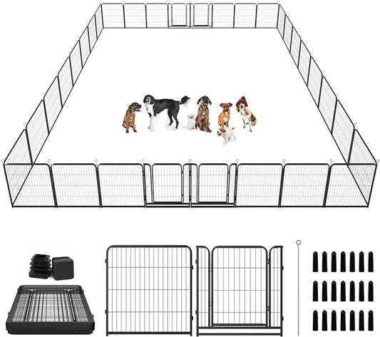 Dog Playpen Outdoor Extra Wide 32 Piece Panels Heavy Duty Dog Fence 32" Height by Committedtobetterpetlife