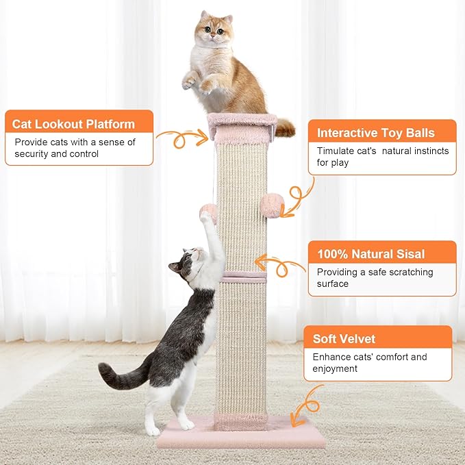Cat Scratching Post 33 Inch Nature Sisal Cat Scratch Post - Image 4