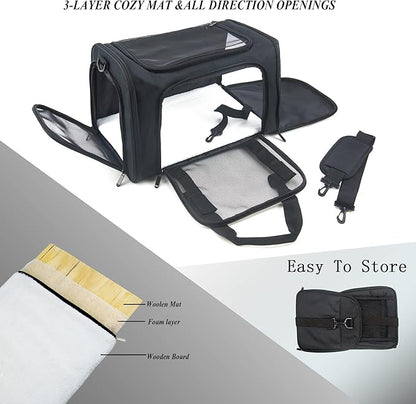 Soft Sided Carrier for Small Medium Cats Dogs, Removable Pad Collapsible Travel - Image 5