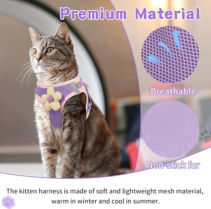 Cat Harness and Leash Set for Walking Escape Proof, Adjustable Kitten Harness - Image 4