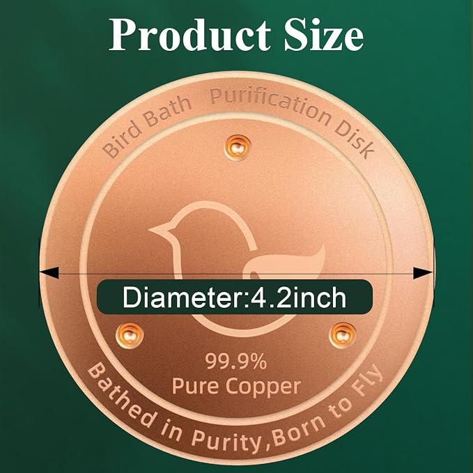 Bird Bath Copper Disk, 4.2" Large Surface Area, Covers 20% More Water Than - Image 7