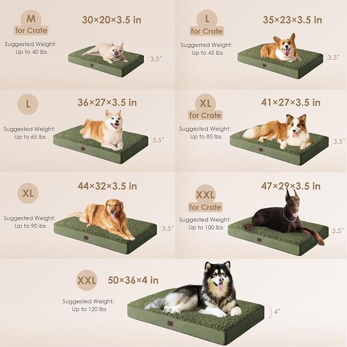 EHEYCIGA Orthopedic Foam Dog Bed, Dark Green - Image 2