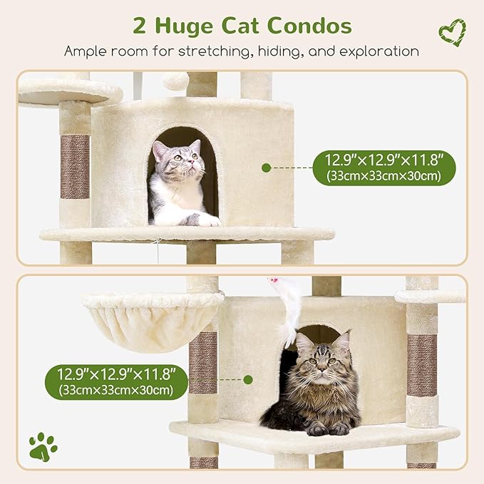 Globlazer Corner Cat Tree for Large Cats, 66inch Tall Curved Series Large Cat - Image 4