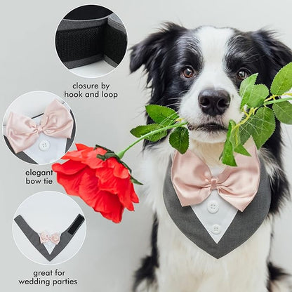 FUAMEY Dog Tuxedo for Medium Dogs, Dog Formal Suit Dogs Attire Pet Bow Tie - Image 5