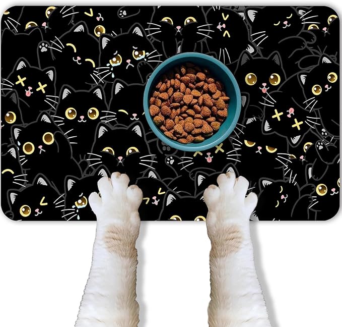 Cat Food Mat for Pet Dog Food Mat, Non-Slip Cat Pet Feeding Mats for Floor by BACDOILQ