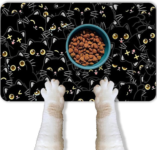 Cat Food Mat for Pet Dog Food Mat, Non-Slip Cat Pet Feeding Mats for Floor by BACDOILQ