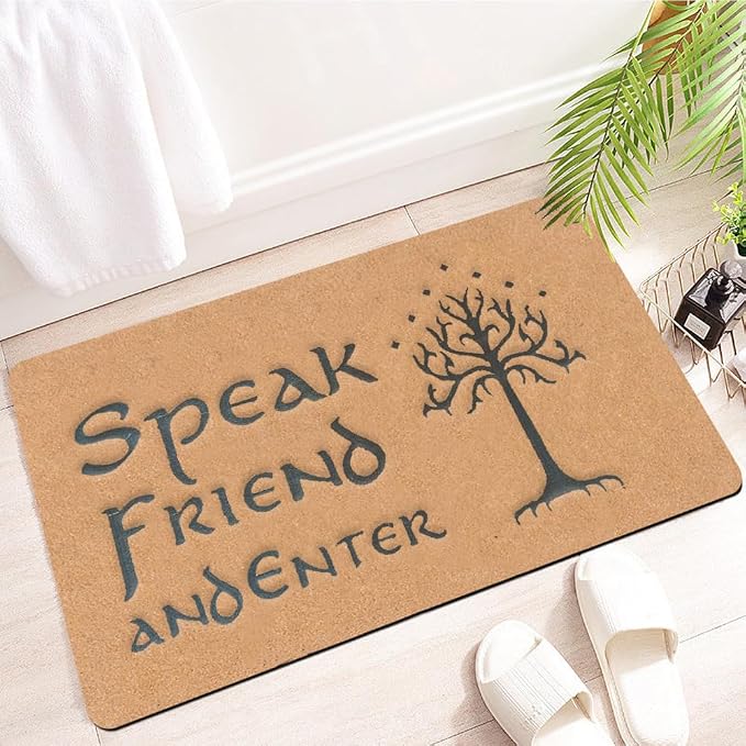 Coir Door Mat Outside Entrance, Speak Friend and Enter Funny Doormat, - Image 3