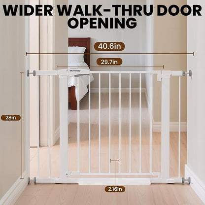 Baby Gate for Stairs, 29.7-40.6" Pressure Mounted Dog Gate, Auto Close Safety - Image 2