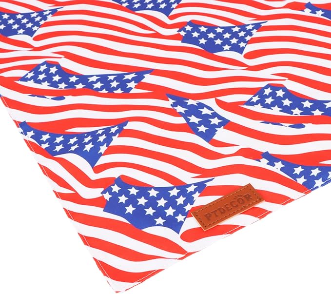 PTDECOR American Flag Dog Bandana 4th of July Dog Puppy Scarf Reversible Red - Image 5