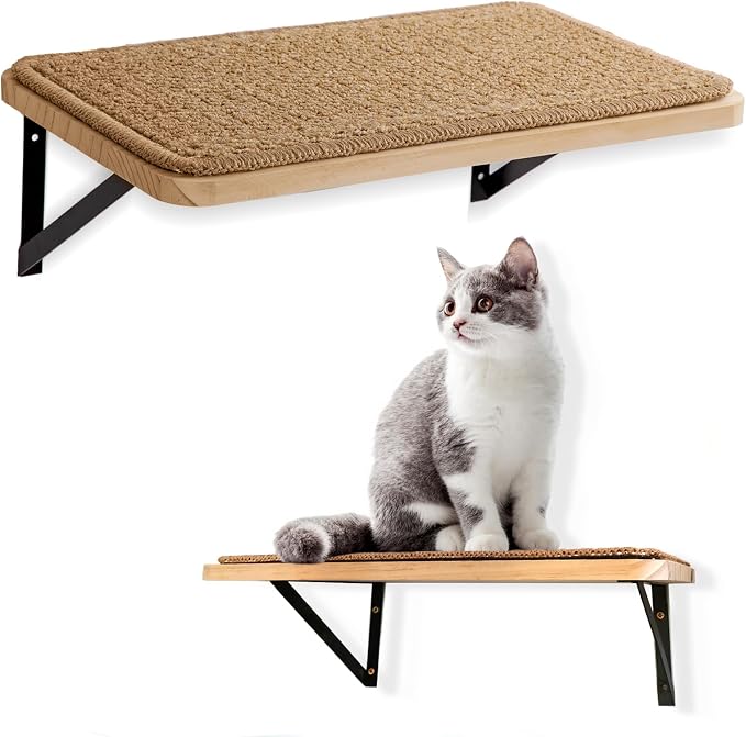 2Pack Wooden Cat Wall Shelves - Image 3