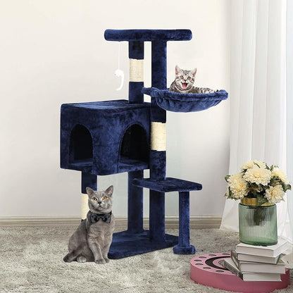 BestPet | 37" Cat Tree Tower | Navy Blue | Sturdy Multi-Level Cat Tree - Image 2