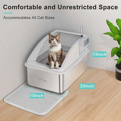Stainless Steel Litter Box | XXL Deepened 8" Design Enclosed Box - Image 3