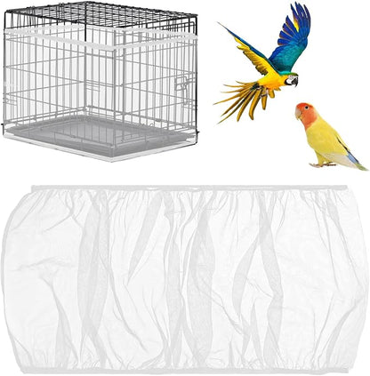 2 PCS Bird Cage Seed Catcher Airy Gauze Bird Cage Cover White Birds Cages Net by Unknown