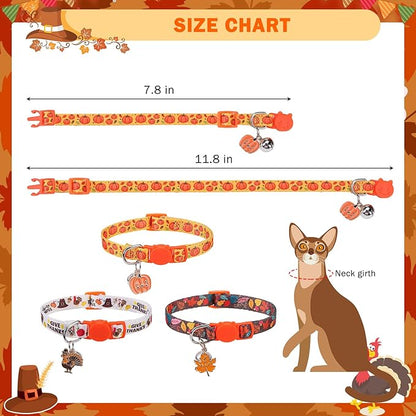 SCENEREAL Fall Thanksgiving Cat Collar Breakaway Girl Boy, Safety Buckle Soft - Image 6