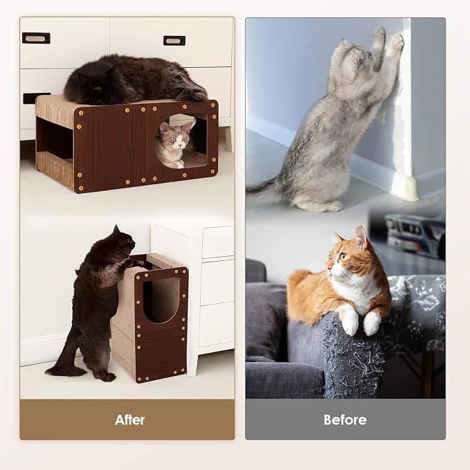 EHEYCIGA Cardboard Cat Scratcher House, 23-Inch Corrugated Cat Scratcher - Image 3