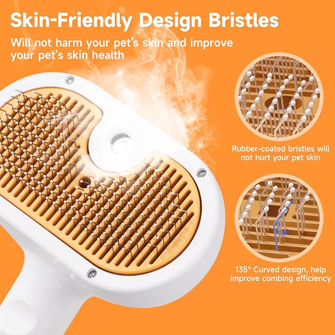 Pet Steam Brush for Dog & Cat – shower bath brush – Steam for Shedding & - Image 9