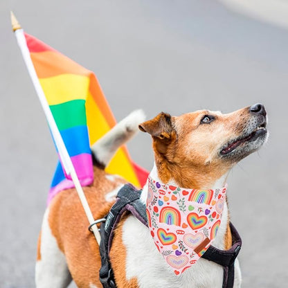 PTDECOR Rainbow Dog Bandanas Pride Day Dog Scarf Reversible Triangle LGBT+ - Image 2