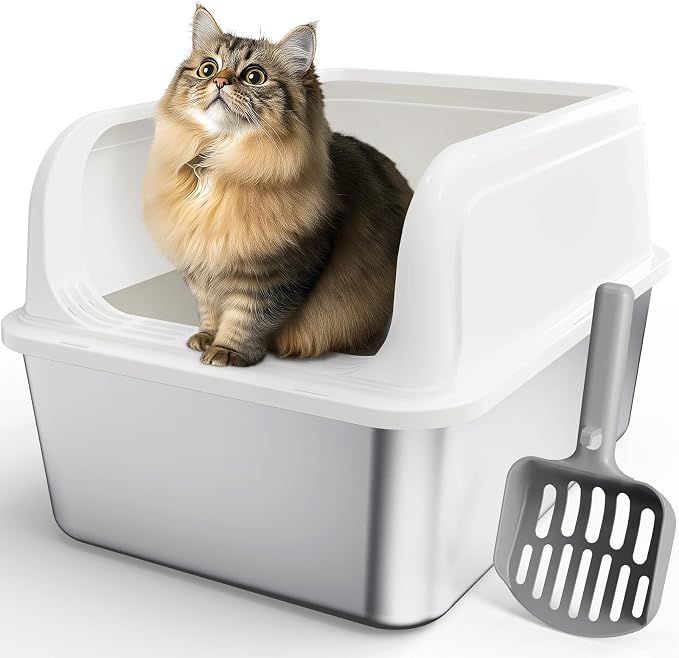 Stainless Steel Cat Litter Box, Metal Litter Box by Powools
