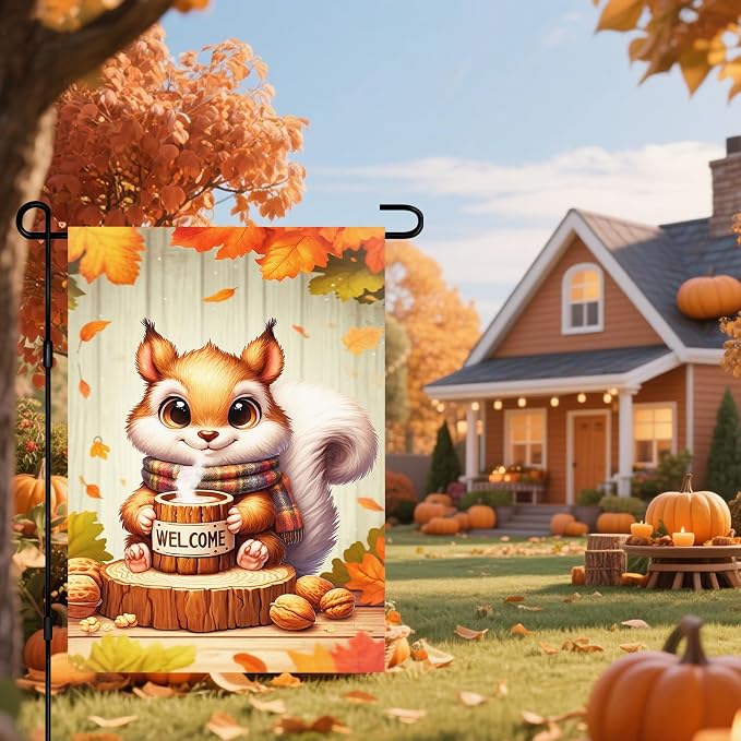 Fall Everyday Garden Flag 12x18 Inch Cute Red Squirrel - Image 2