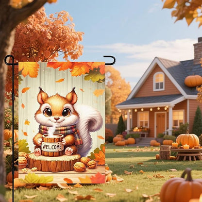 Fall Everyday Garden Flag 12x18 Inch Cute Red Squirrel - Image 2