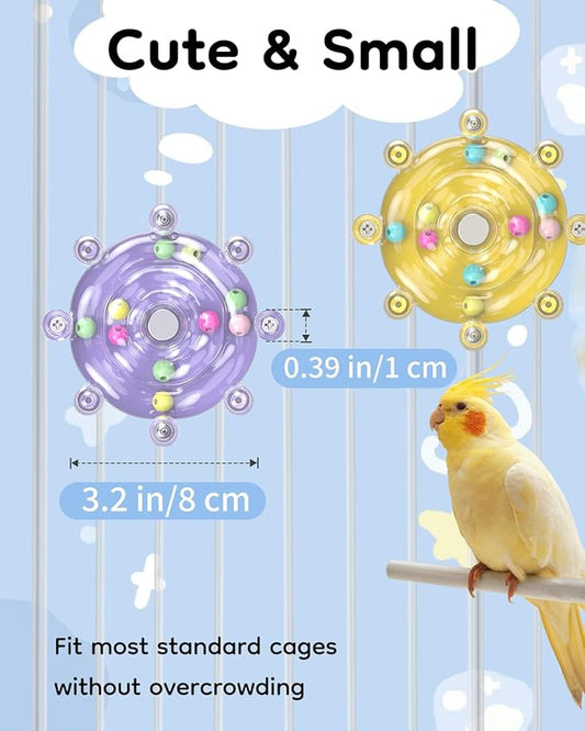 Pawfly 2 Pcs Bird Toys for Parakeets, Colorful Spinning Wheel Chew Toys - Image 2
