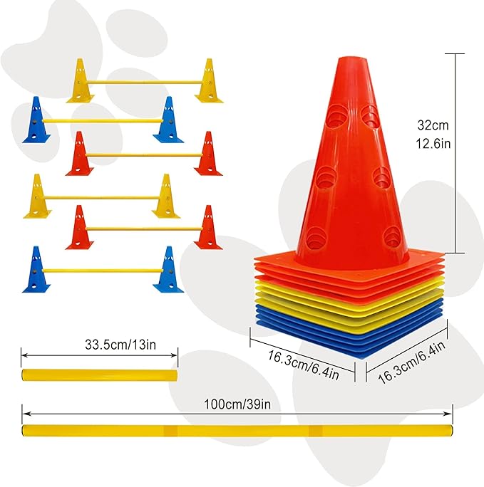 Dog Agility Hurdle Cone Set, Dog Agility Set Include 12 Agility Cones 6 Agility - Image 6