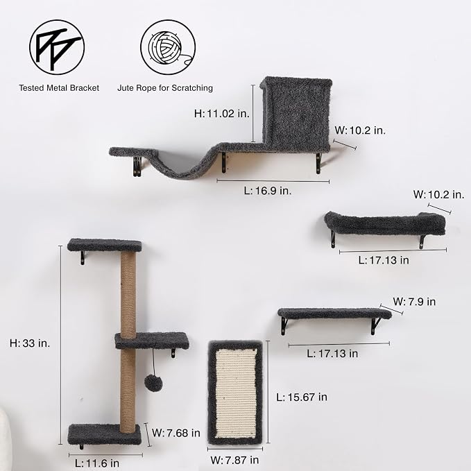 5-in-1 Cat Wall Shelves, Perch & Lounge - Image 7
