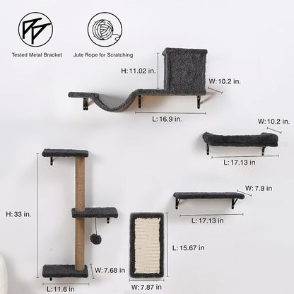 5-in-1 Cat Wall Shelves, Perch & Lounge - Image 7