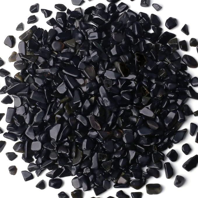 1lb Obsidian Aquarium Gravel Rocks Natural Tumbled Healing Crystal Chips Bulk by YATOJUZI