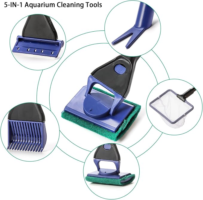 TOPZEA Aquarium Cleaning Tool Kit, 5 in 1 Fish Tank Cleaner Tools Set Including - Image 5