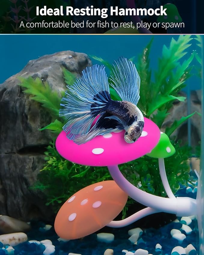 Uniclife Betta Mushroom Hammock Soft Aquarium Rest Bed Fish Breeding Playing Pad - Image 2