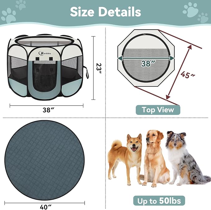 Pink Puppy Playpen for Middle Dog Cat, Dogs Tent Crate Cage Indoor/Outdoor - Image 2