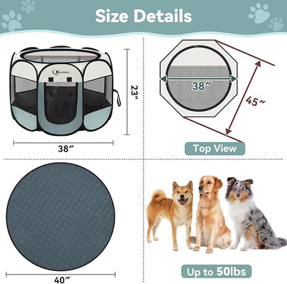 Pink Puppy Playpen for Middle Dog Cat, Dogs Tent Crate Cage Indoor/Outdoor - Image 2