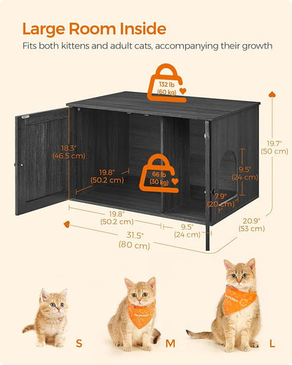 Feandrea Cat Litter Box Enclosure, Litter Box Furniture Hidden - Image 6