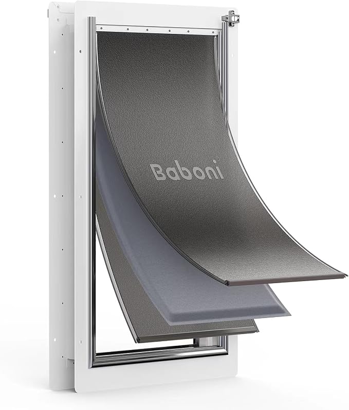 Baboni 3-Flaps Pet Door for Interior and Exterior Doors, Steel Frame and by Baboni