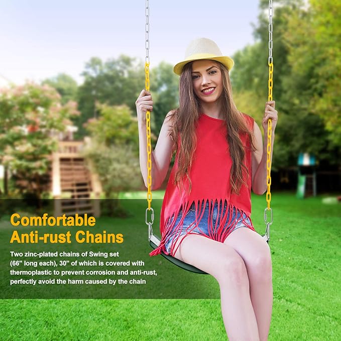 AGPTEK Swing Set, Seat with 66 Inch Anti-Rust Chains Thermoplastic Coated - Image 2
