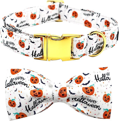 Halloween Dog Collar, Pet Collar Bow Pumpkin Pet Collar Girl Boy Bow Dog by BoboRainbow