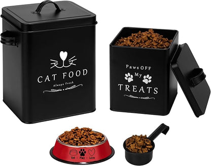 Meraki Home Farmhouse Cat Food and Treats Containers + Feed Scoop + Pet Food by MerakiHome
