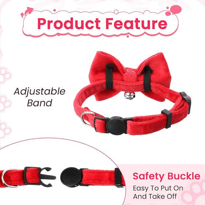 20 Pcs Cat Bowtie Collars with Bell, Solid Colors Kitten Bow Breakaway Cat - Image 4