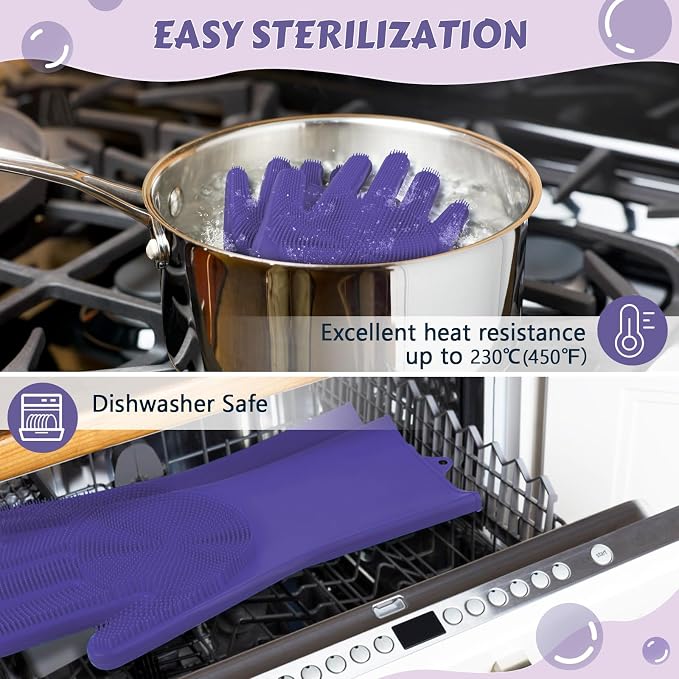 Pecute Pet Grooming Gloves, Heat Resistant, Silicone Bathing and Massaging - Image 5