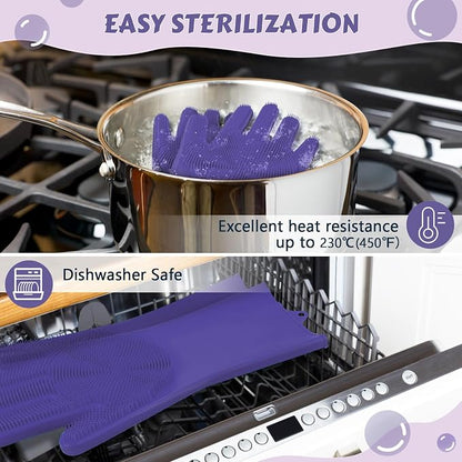 Pecute Pet Grooming Gloves, Heat Resistant, Silicone Bathing and Massaging - Image 5