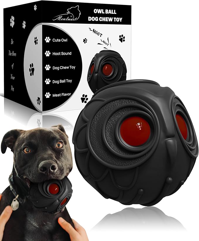 Giggle Ball for Dogs Owl Dog Toys for Aggressive Chewers Gift for Dog Natural by Mewlmart