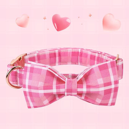 Lionheart glory Pink Plaid Dog Collar, Adjustable Dog Collar - Image 2