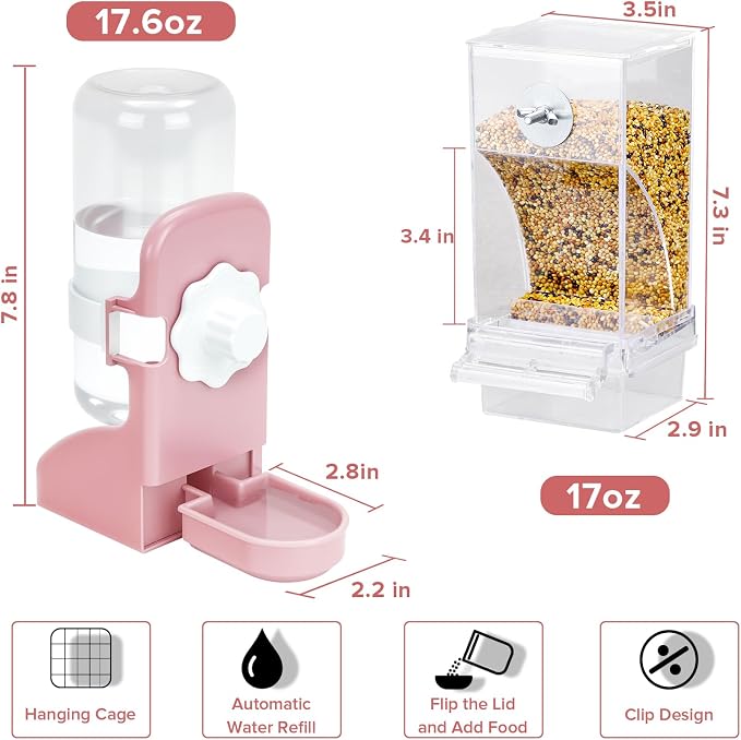 No Mess Bird Feeder Water Dispenser Set, Parakeet Cage Accessories, Bird Feeder - Image 4