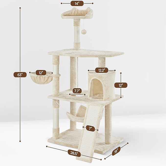 Yaheetech 63.5in Extra Large Cat Tree Condo - Image 3