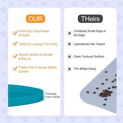 100% Waterproof 0.5" Raised Edge BPA Free Silicone Dog Food Mat, Pet Cat - Image 6