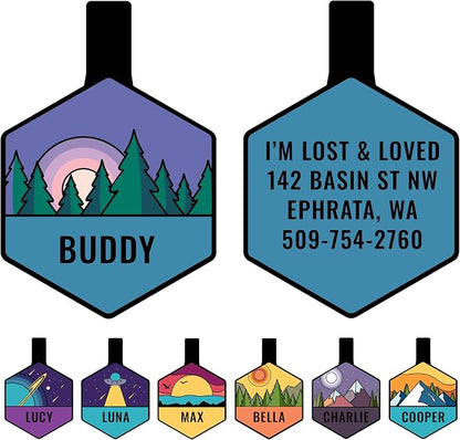 GoTags Silent Dog Tag, Personalized Engraved Hexagon Silicone Dog and Cat Name by GoTags